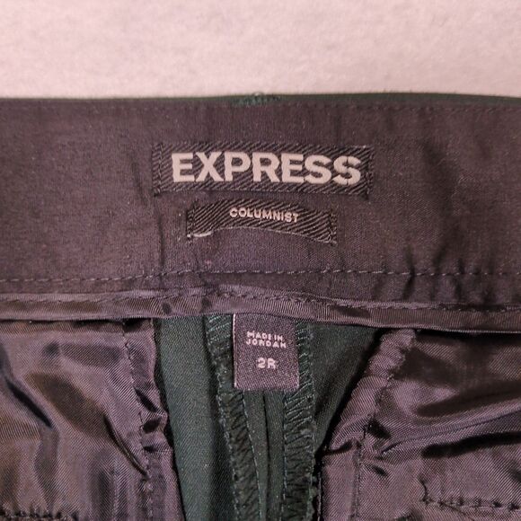 Express‎ Columnist Pants Womens 2R Straight Leg Hunter Green Washable #90068 - Picture 3 of 12